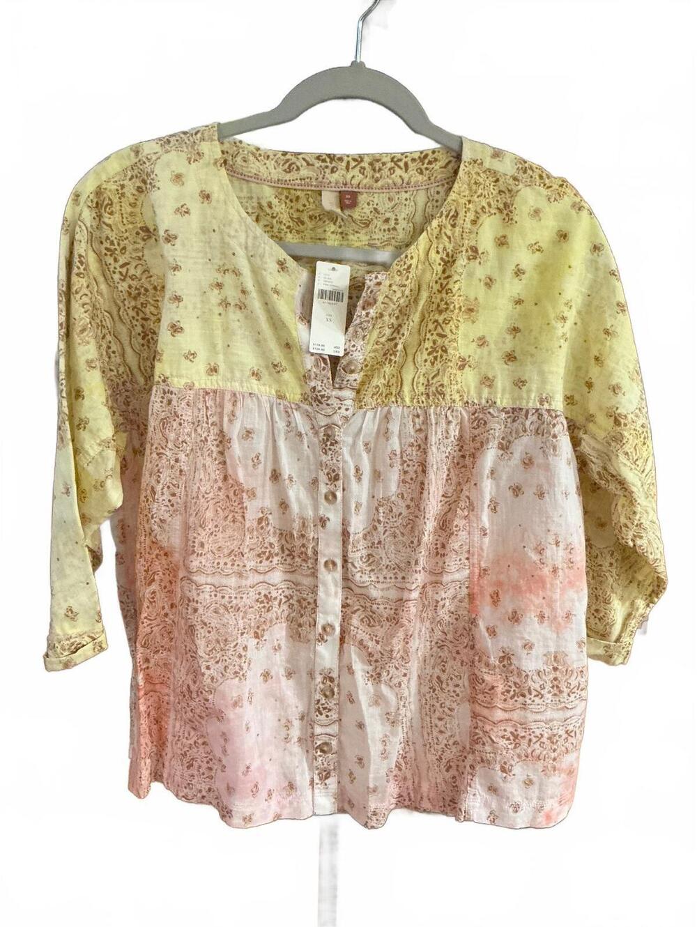 #FP136 NWT Pilcro Tavi Batik Button Shirt, Size XS